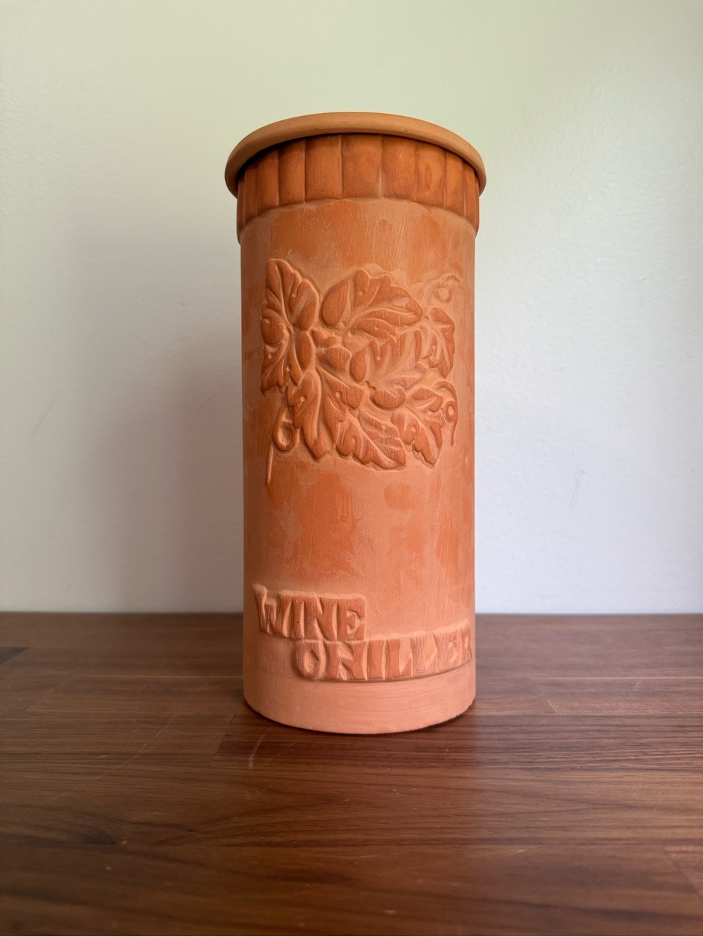 Vintage 1979 ABC Terracotta Wine Chiller Cooler Crock Grape Leaves with Lid